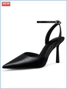 Faux Leather Stiletto Heels Closed Toe Pumps Strappy